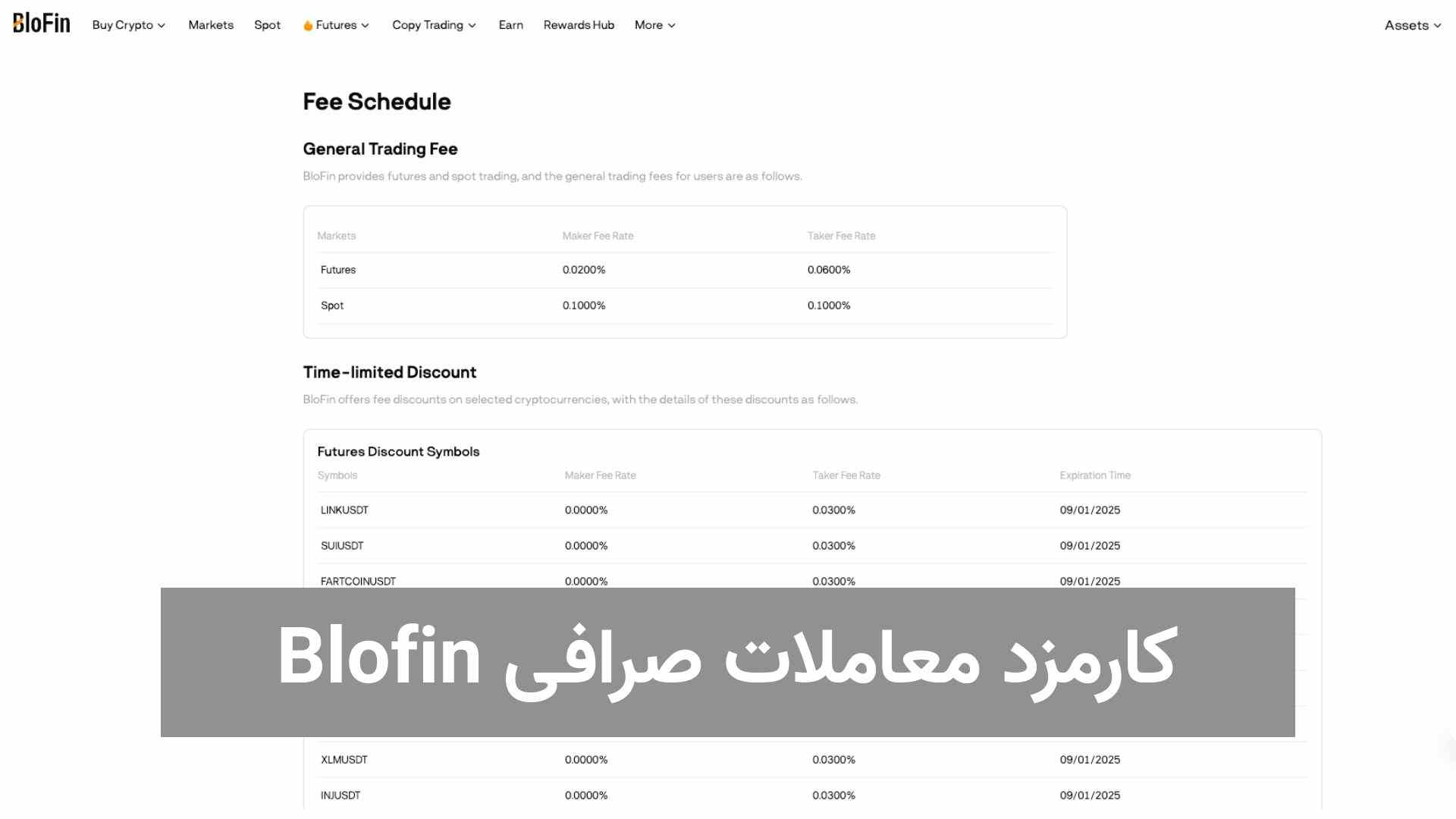 کارمزد معاملات صرافی Blofin (1)