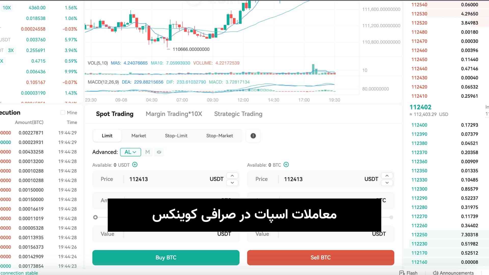 معاملات اسپات در صرافی کوینکس (1)