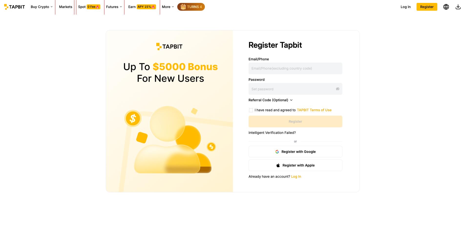 ثبت نام صرافی تاپ بیت