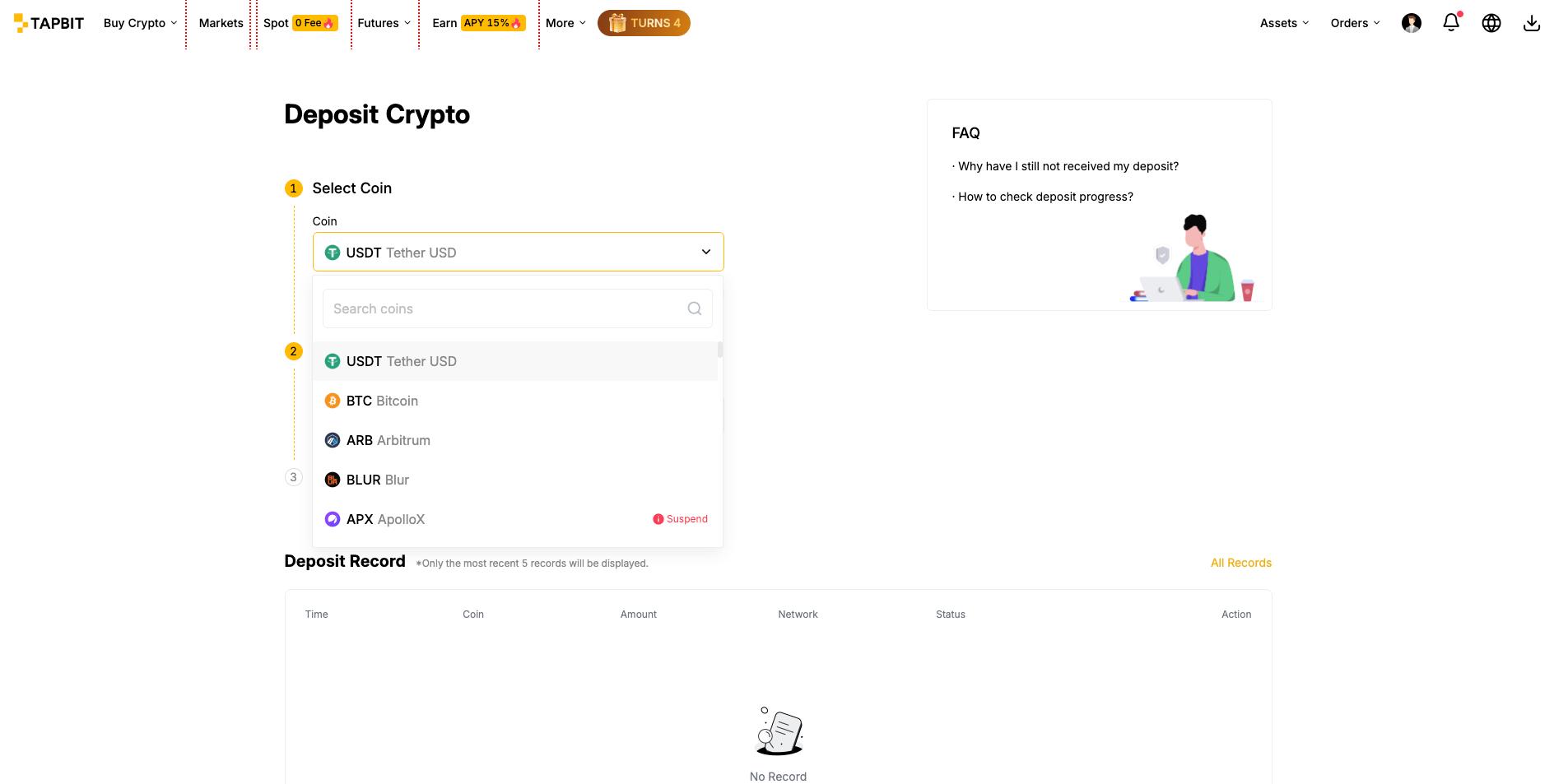 واریز به صرافی تاپ بیت